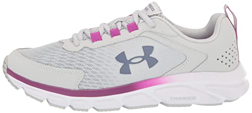 Under Armour Women's Charged Assert 9, (115) Halo Gray/White/Aurora Purple, 6