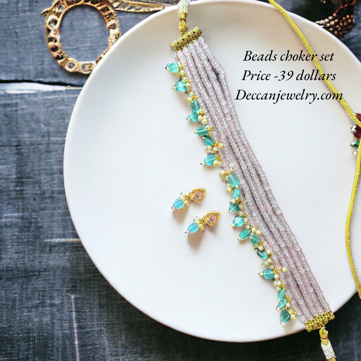 C324 beads lavender with mint beads ( READY TO SHIP )