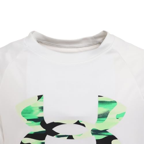 Under Armour Boys' Standard Tech Logo Fill Long-Sleeve T-Shirt, (101) White / / Phosphor Green, Youth Large