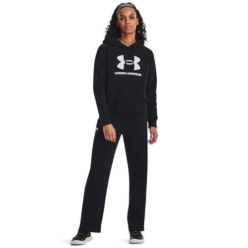 Under Armour Womens Rival Fleece Big Logo Hoodie , (001) Black / / White , Medium