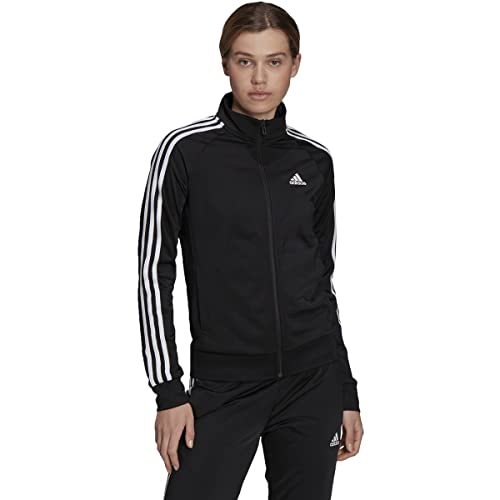 adidas Women's Plus Size Essentials Warm-Up Slim 3-Stripes Track Top, Black, 2X