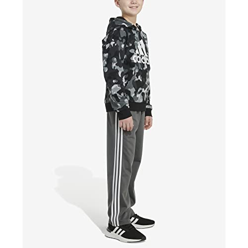 adidas Boys' Long Sleeve Camo Print Hoodie, Black, Large (14/16)