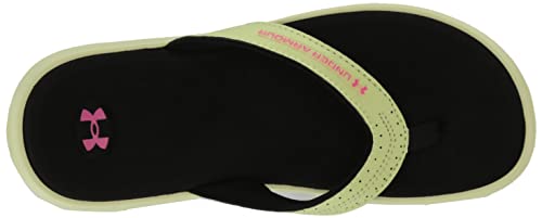 Under Armour Girls Ignite Marbella Flip Flop, (300) Fade/Black/Rebel Pink, 4 Big Kid