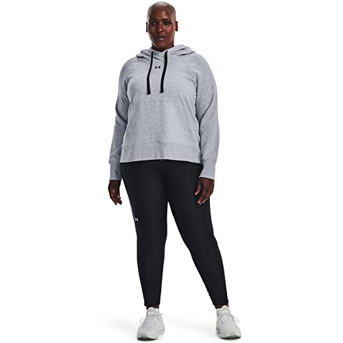 Under Armour Womens Rival Fleece HB Hoodie , (035) Steel Medium Heather / Black / Black , 3X