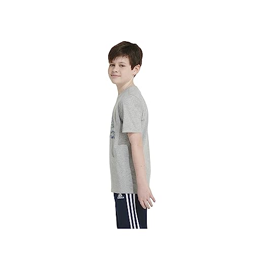adidas Boys' Short Sleeve Liquid Camo Logo Tee, Medium Grey Heather