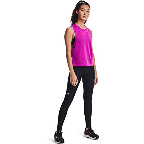 Under Armour Women's HeatGear Armour Mid No-Slip Waistband Pocketed Leggings , Black (001)/White , Medium
