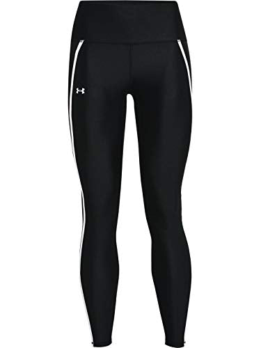 Under Armour Women's HeatGear Shine Mesh No-Slip Waistband Pocketed Leggings , Black (001)/White , X-Small