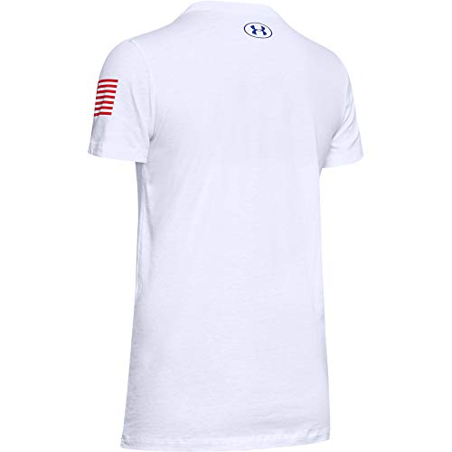 Under Armour Women's Freedom Logo T-Shirt , White (100)/Royal Blue , Medium