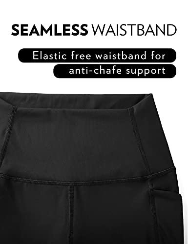 CRZ YOGA Women's Naked Feeling Biker Shorts - 6 Inches High Waisted Workout Yoga Gym Running Spandex Shorts Side Pockets Black Large