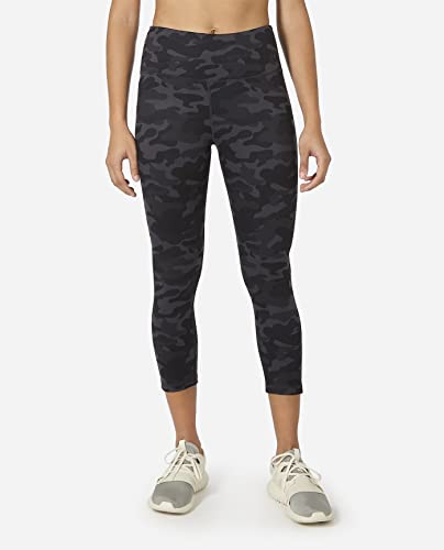 Danskin Womens All Over Printed Capri Leggings, Black Camo Print, Medium US