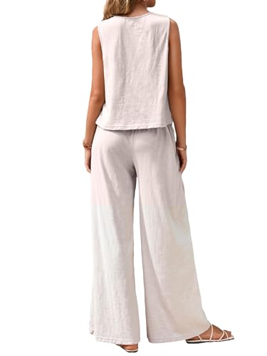 Verdusa Women's 2 Piece Outfit Loose Tank Top and Wide Leg Pants Sets