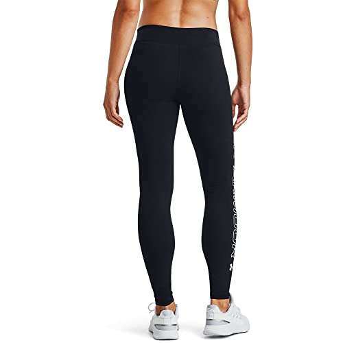 Under Armour Women's Favorite Wordmark Leggings , Black (001)/White , Large