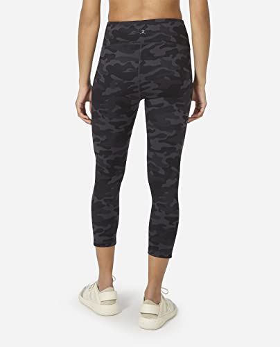 Danskin Womens All Over Printed Capri Leggings, Black Camo Print, Medium US