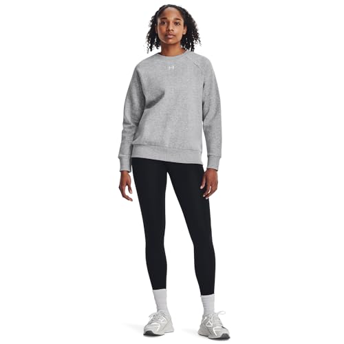 Under Armour Women's Standard Rival Fleece Crew, (012) Mod Gray Light Heather / / White, Large