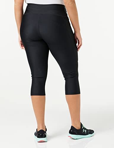 Under Armour Womens Heatgear Armour High No-slip Waistband Pocketed Capri , Black (001)/White , X-Large