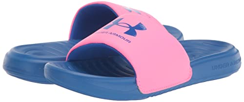 Under Armour Girls Ansa Fixed Strap Slide Sandal, (601) Pink Punk/Versa Blue/Versa Blue, 5 Big Kid