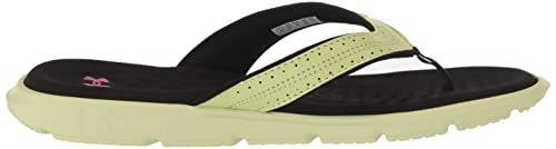 Under Armour Girls Ignite Marbella Flip Flop, (300) Fade/Black/Rebel Pink, 4 Big Kid