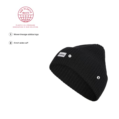 adidas Women's 4 Inch Cuff Fold Beanie, Black/White F22, One Size