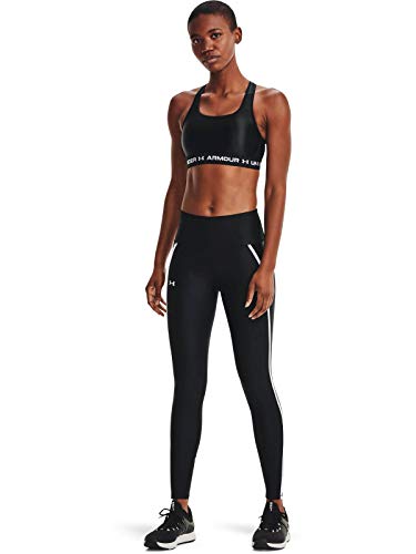 Under Armour Women's HeatGear Shine Mesh No-Slip Waistband Pocketed Leggings , Black (001)/White , X-Small