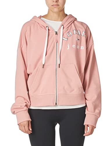 Tommy Hilfiger womens Tommy Jeasn Women's Logo Zip Hoodie Hooded Sweatshirt, Bridal Rose, XX-Small US
