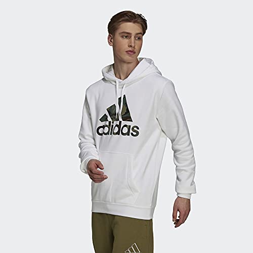 adidas Men's Tall Size Essentials Fleece Camo-Print Hoodie, White, Medium
