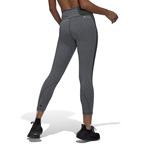 adidas Women's Optime Training Icons 3-Stripes 7/8 Tights, Dark Grey Heather, 2X-Large/Petite
