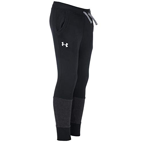 Under Armour Boys' Double Knit Tapered Pants, Black (001)/White, Youth Small