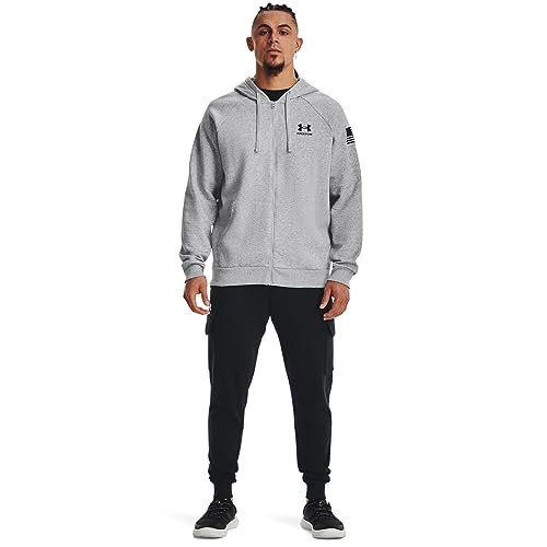 Under Armour Men's Standard Freedom Full Zip Hoodie, (011) Mod Gray Light Heather / / Black, Large