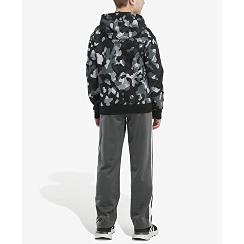 adidas Boys' Long Sleeve Camo Print Hoodie, Black, Large (14/16)