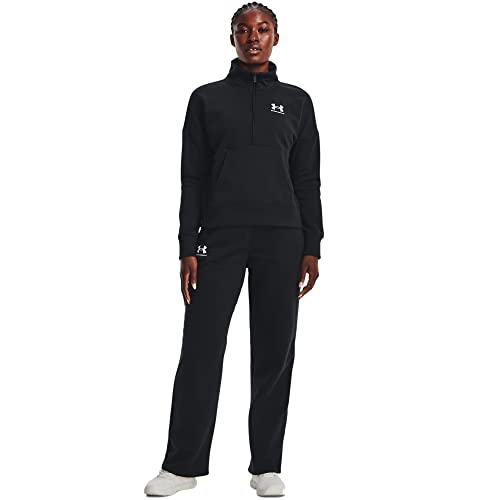 Under Armour Women's Standard Rival Fleece Straight Leg Pant, (001) Black / / White, Large