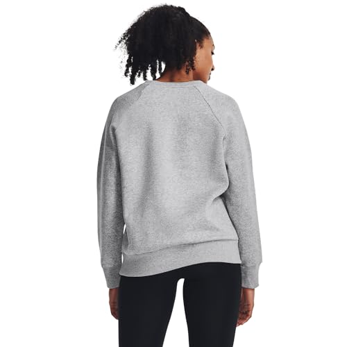 Under Armour Women's Standard Rival Fleece Crew, (012) Mod Gray Light Heather / / White, Large