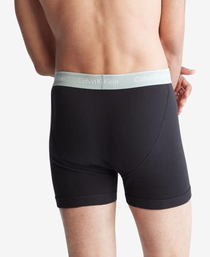 Calvin Klein Men's Underwear Cotton 3-Pack Boxer Brief, Black Bodies W/Classic Navy, SAGE Meadow, Grey Heather, Small