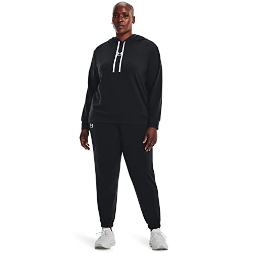 Under Armour Womens Rival Terry Jogger , Black (001)/Lime Foam , 2X