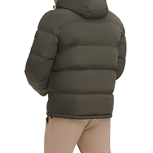 Tommy Hilfiger Men's Hooded Puffer Jacket (Standard and Big and Tall), Army Green, XX-Large