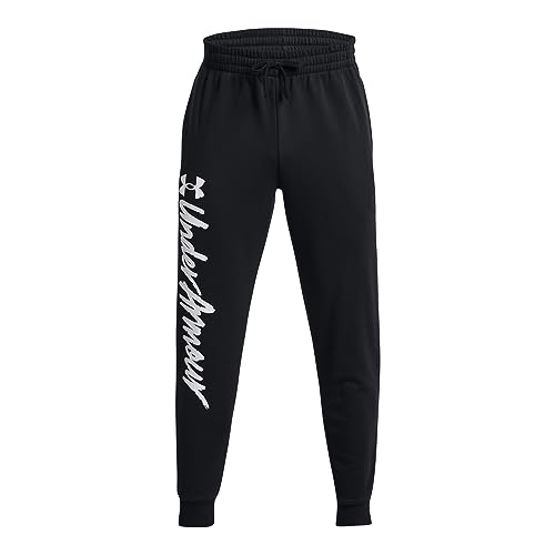 Under Armour Men's Standard Rival Fleece Graphic Joggers, (001) Black / / White, X-Large