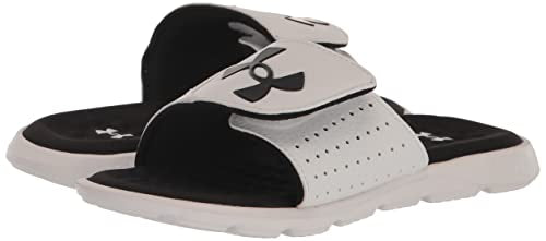 Under Armour boys Ignite Pro Slide Sandal, (101) White/White/Black, 5 Big Kid US