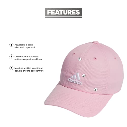 adidas Unisex Kids-Boy's/Girl's Relaxed Adjustable Fit Cap, True Pink/White, One Size