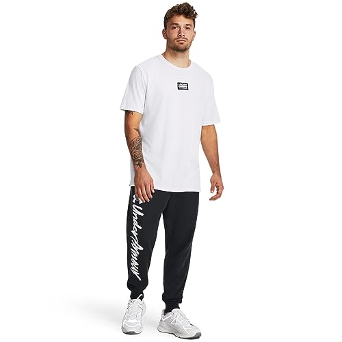 Under Armour Men's Standard Rival Fleece Graphic Joggers, (001) Black / / White, X-Large
