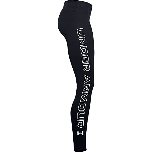 Under Armour Women's Favorite Wordmark Leggings , Black (001)/White , Large