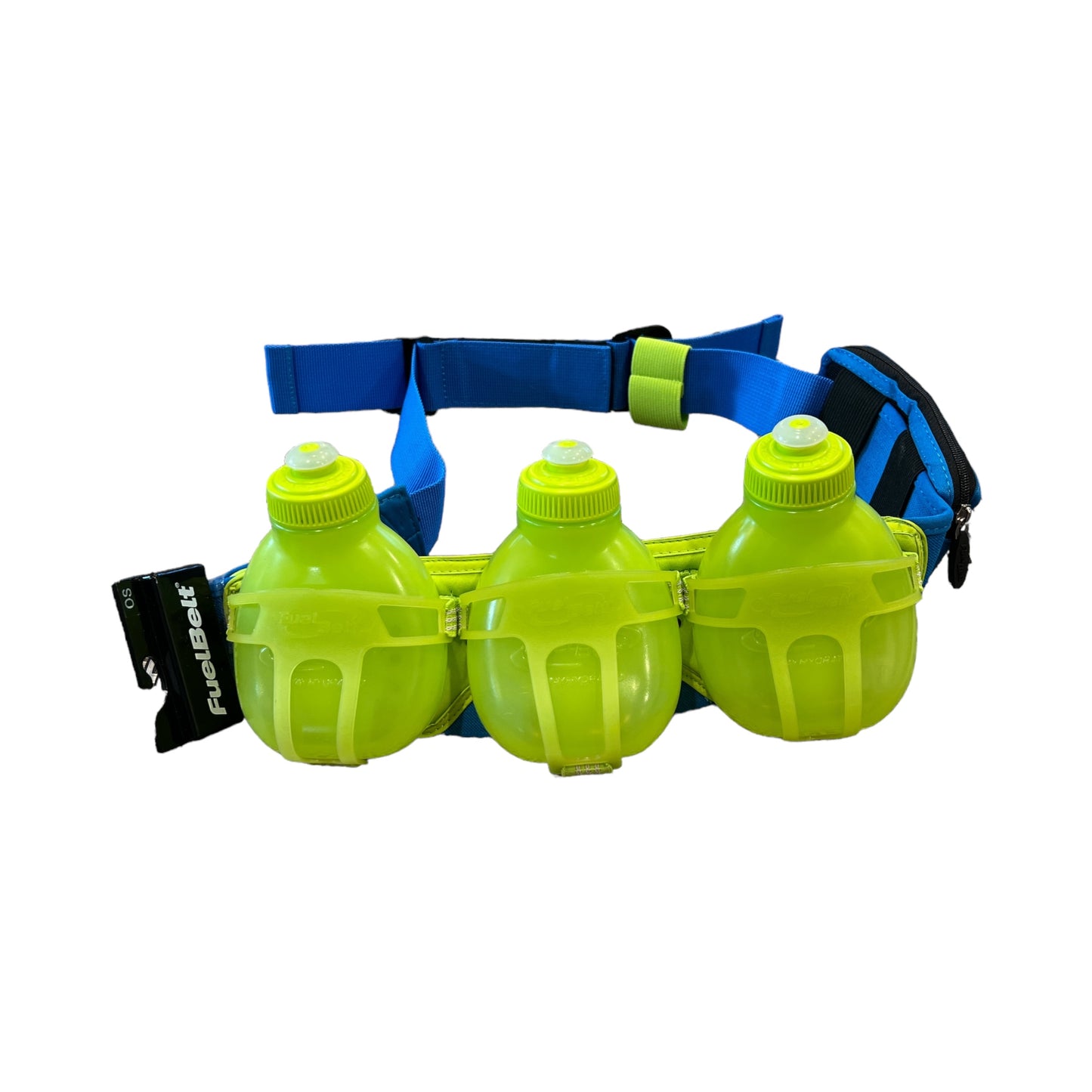 FuelBelt R3O 3 Bottle Belt, Blue/Yellow/Green, One Size *