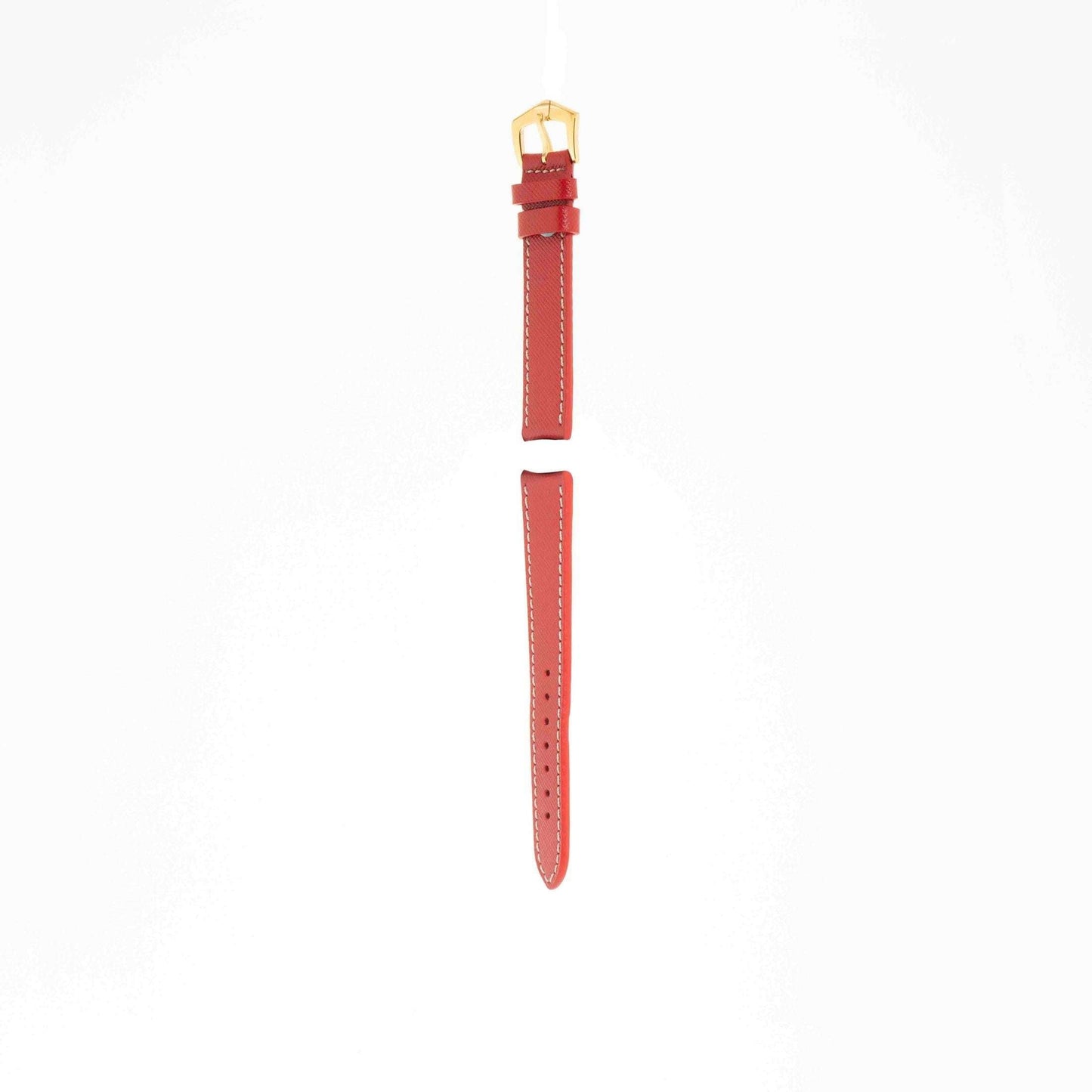 Red Hammered Calfskin Ecru Stitches Watch strap
