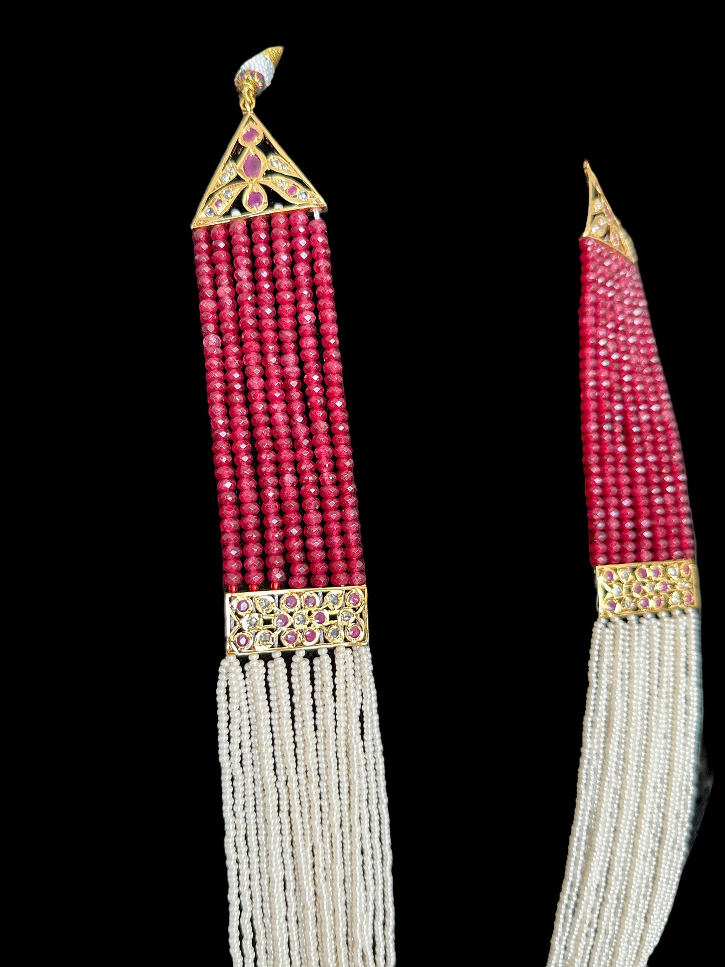 DLN64 pearl Rani haar with beads ( READY TO SHIP  )