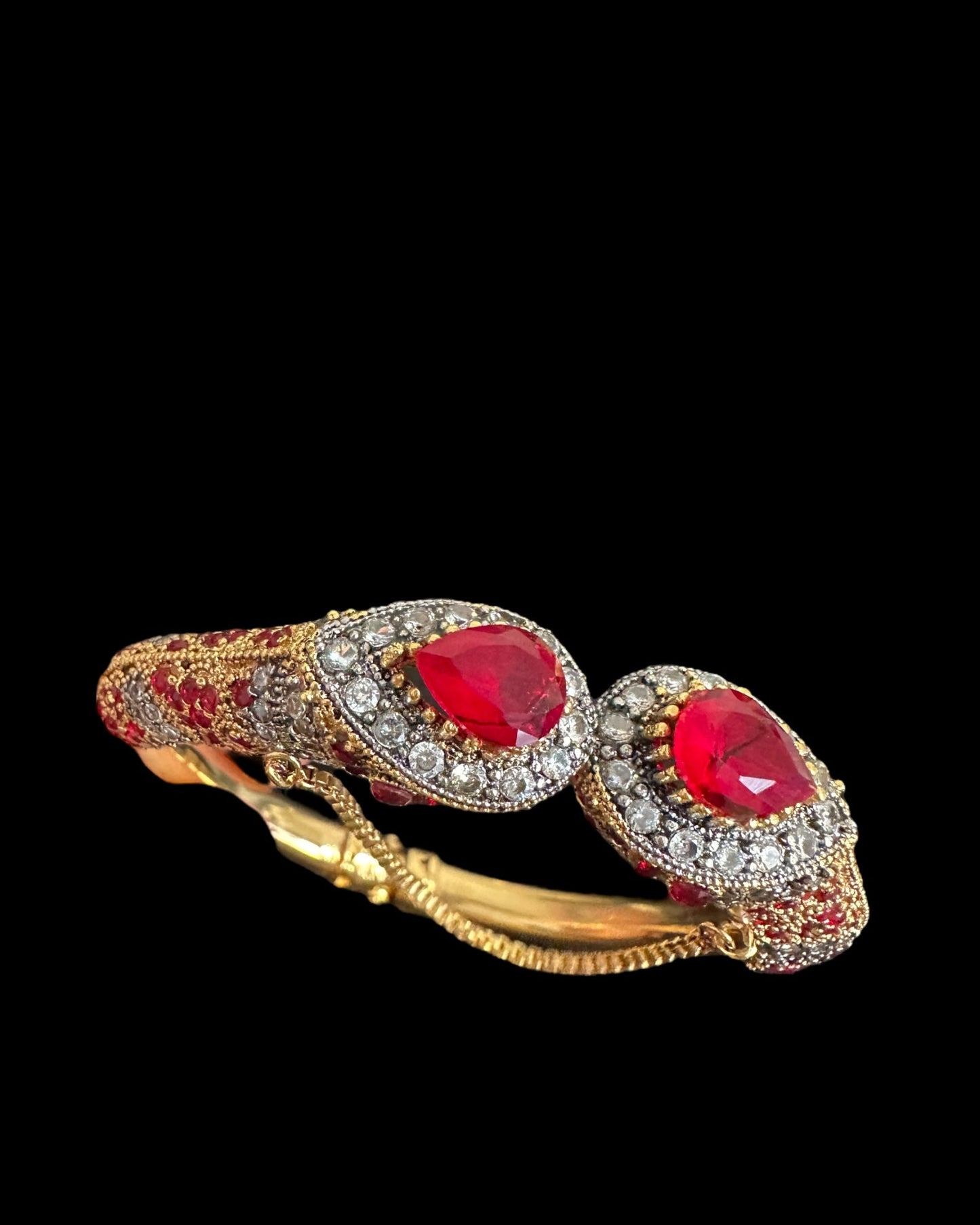 BG804  SALWA zircon bangles - Ruby openable / PAIR ( READY TO SHIP )