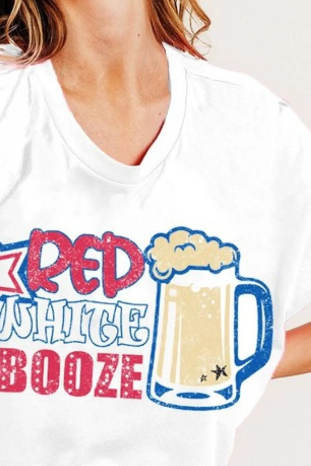 BiBi Red White and Booze Graphic Jersey Top