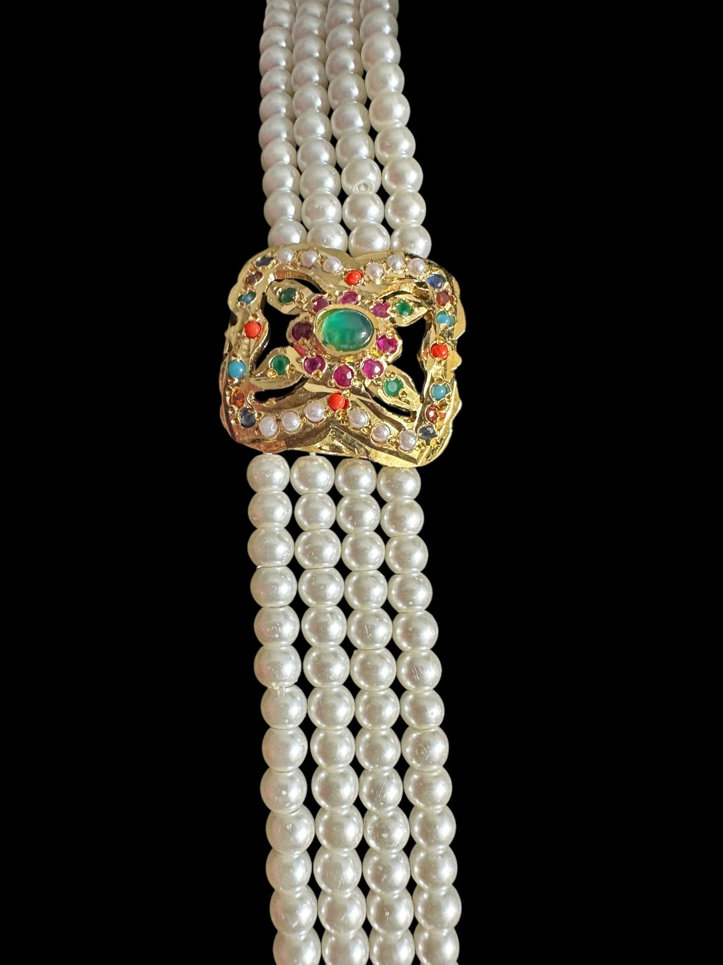 DLN97  Filza jadau rani haar in Navratan ( READY TO SHIP )