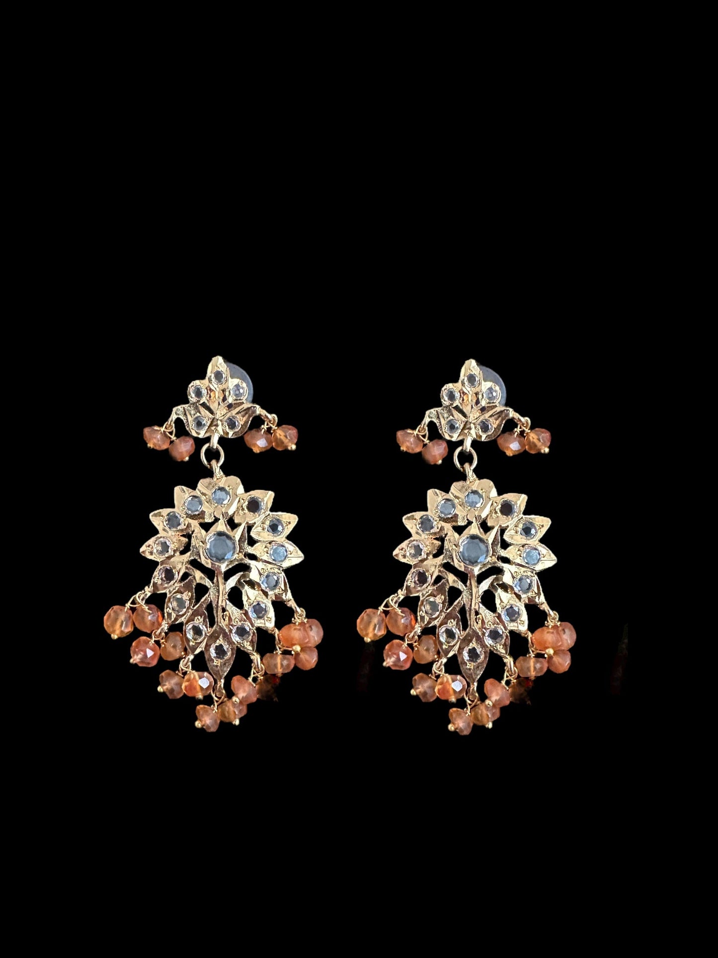 DLN122 Alvira long necklace with earrings in real carnelian beads ( SHIPS IN 2 WEEKS )