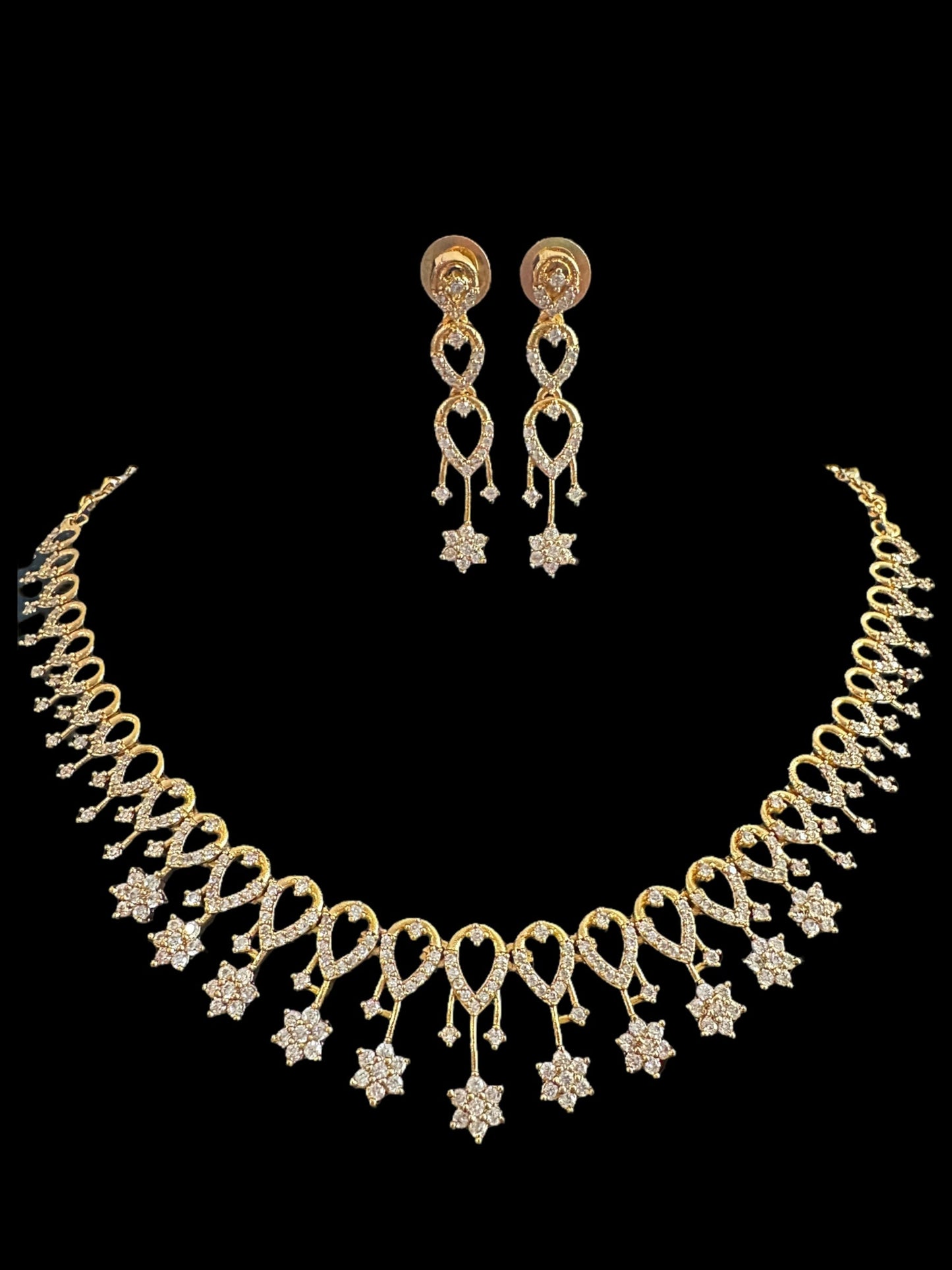 DNS153 Rima necklace earrings in cz ( READY TO SHIP )