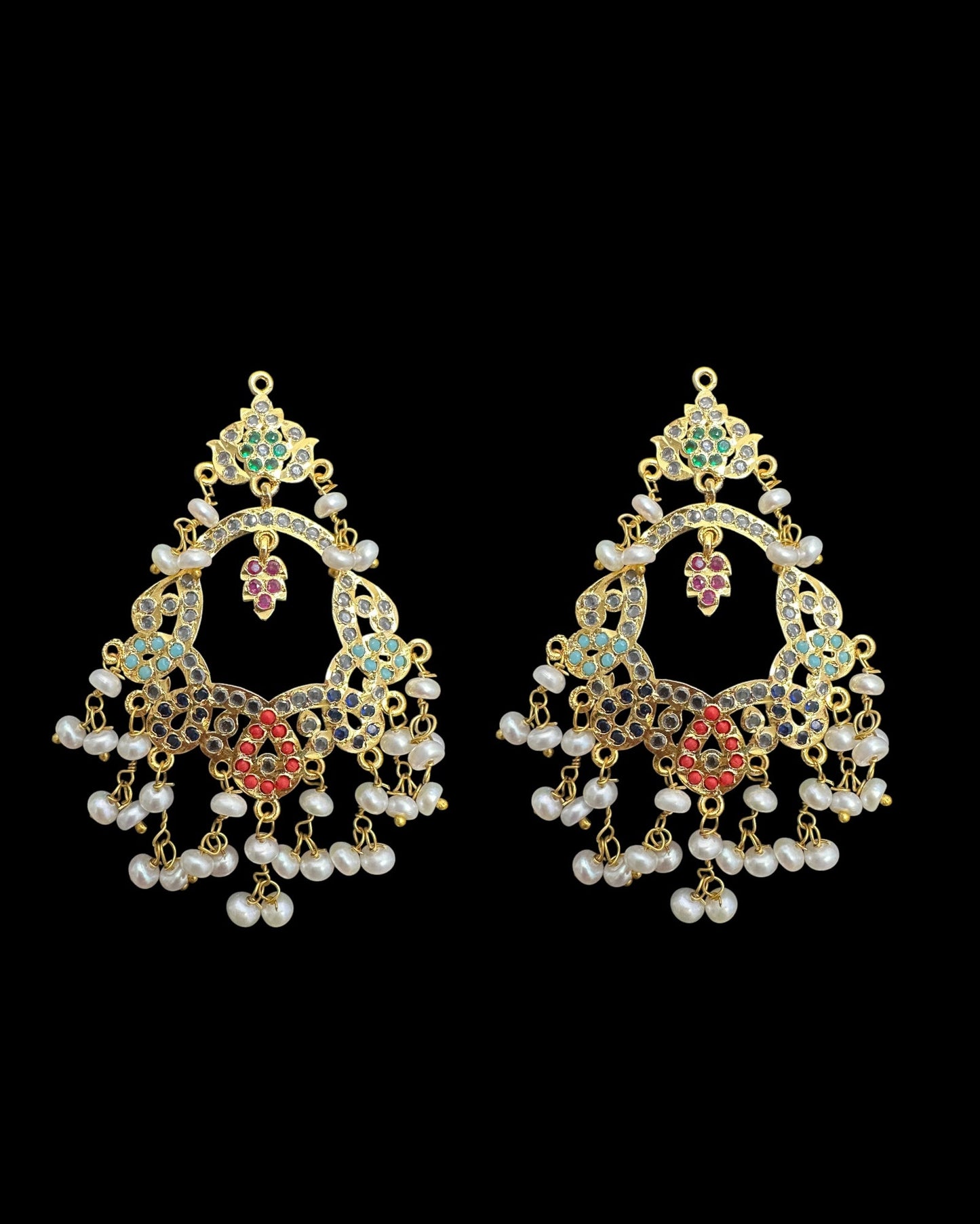 C543 Nishat fresh water pearl choker with earrings -Navratan ( READY TO SHIP )