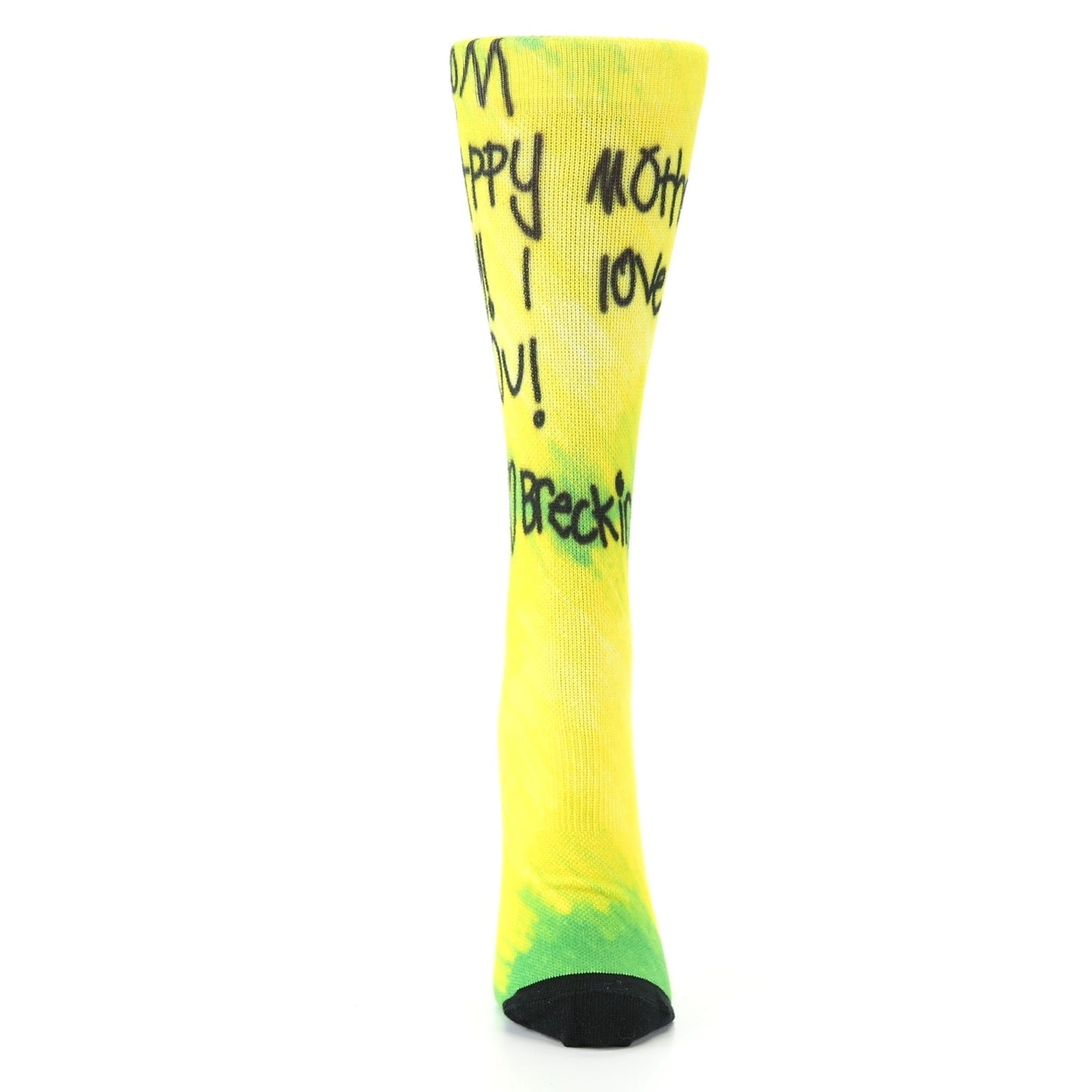 Happy Mother's Day Custom Handwritten Yellow and Green Note Socks - Women's Custom Socks