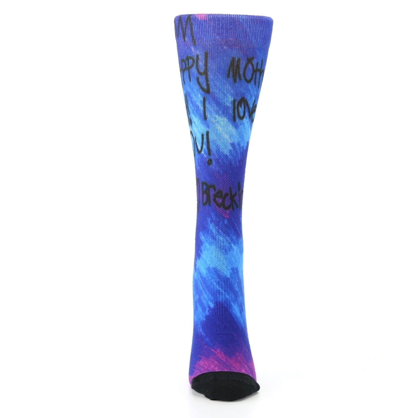 Women's Happy Mother's Day Custom Handwritten Royal Blue and Purple Note Socks - Women's Custom Socks
